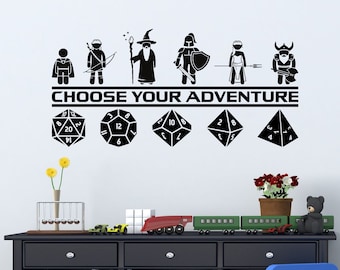 Personalized RPG Wall Decal | D&D Dungeons and Dragons Custom Name Decal, D20 Dice, Wizard  Fantasy Wall Art, Gamer Gift