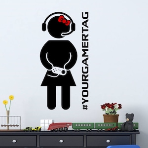 Gamer Girl Wall Decal | Personalized Name Decal | Birthday Gift