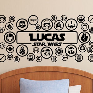 Star Wars Icons Wall Decal | Personalized Name Decal/Sticker Boys Decor