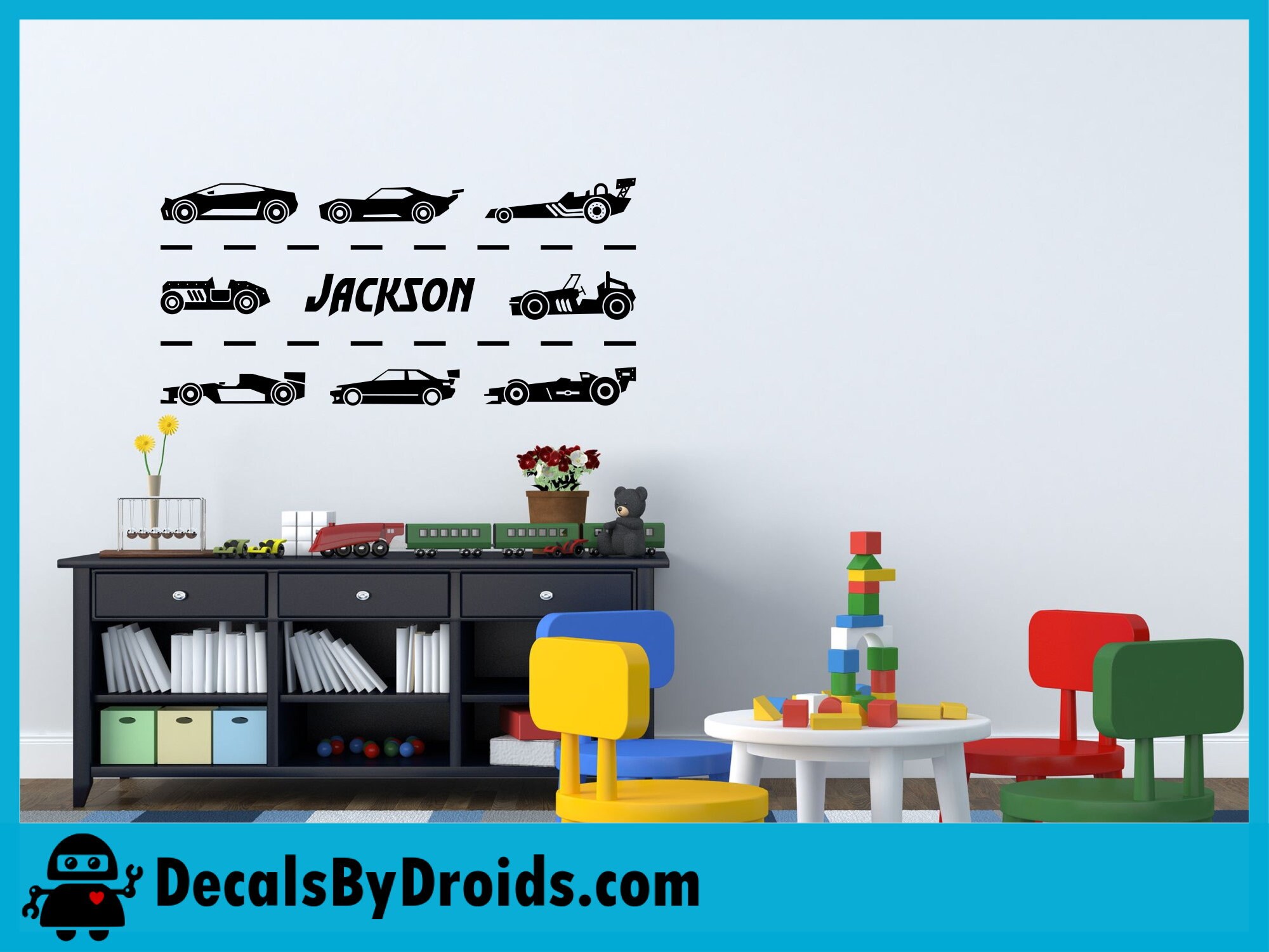 Race Car Wall Decal With Personalized Name Boys Room Decor Etsy