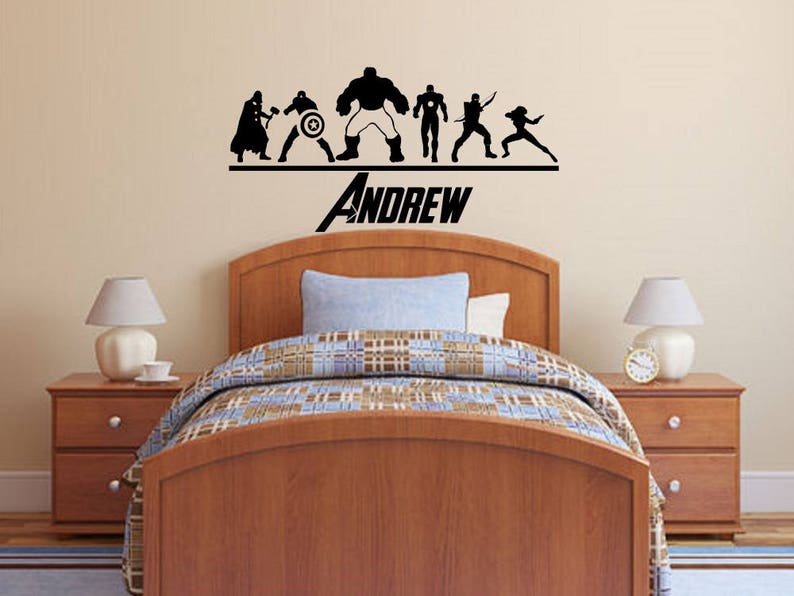 The Avengers Wall Decal Personalized Superhero Name Etsy