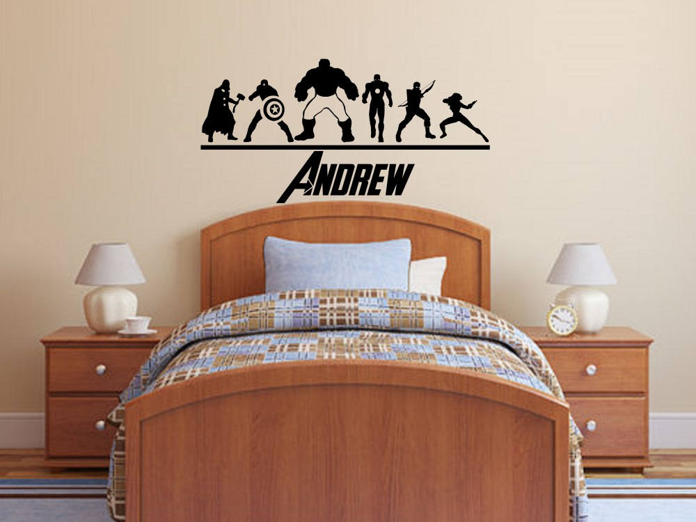 The Avengers Wall Decal Personalized Superhero Name Etsy