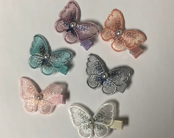 Schmetterling Haarclip, Baby Schmetterling Clips, Kleinkind Haarclip, rutschfester Clip, Ripsbandclip, einseitig gefütterte Alligator Clip