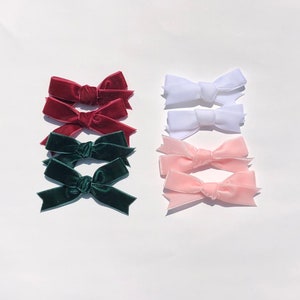 Velvet bow, Christmas gift, cute baby girl bow clip, Christmas bow , Velvet bow headband