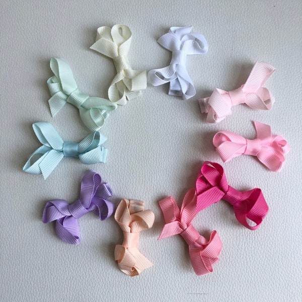 Baby wisp, bow clip, small baby bow clips, toddler hair clip, non-slip clip, grosgrain ribbon bow clip, fully lined alligator clip