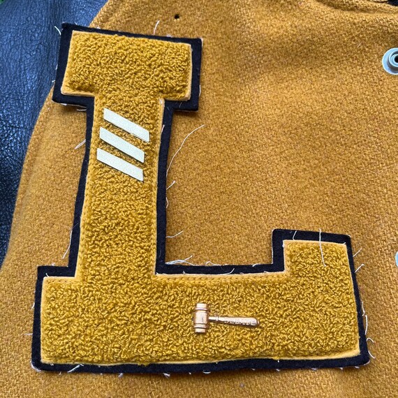 60’s Letterman College Varsity leather mustard ye… - image 3