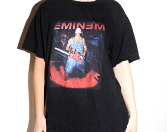 RARE VINTAGE Eminem European 2001 tour chainsaw graphic t-shirt
