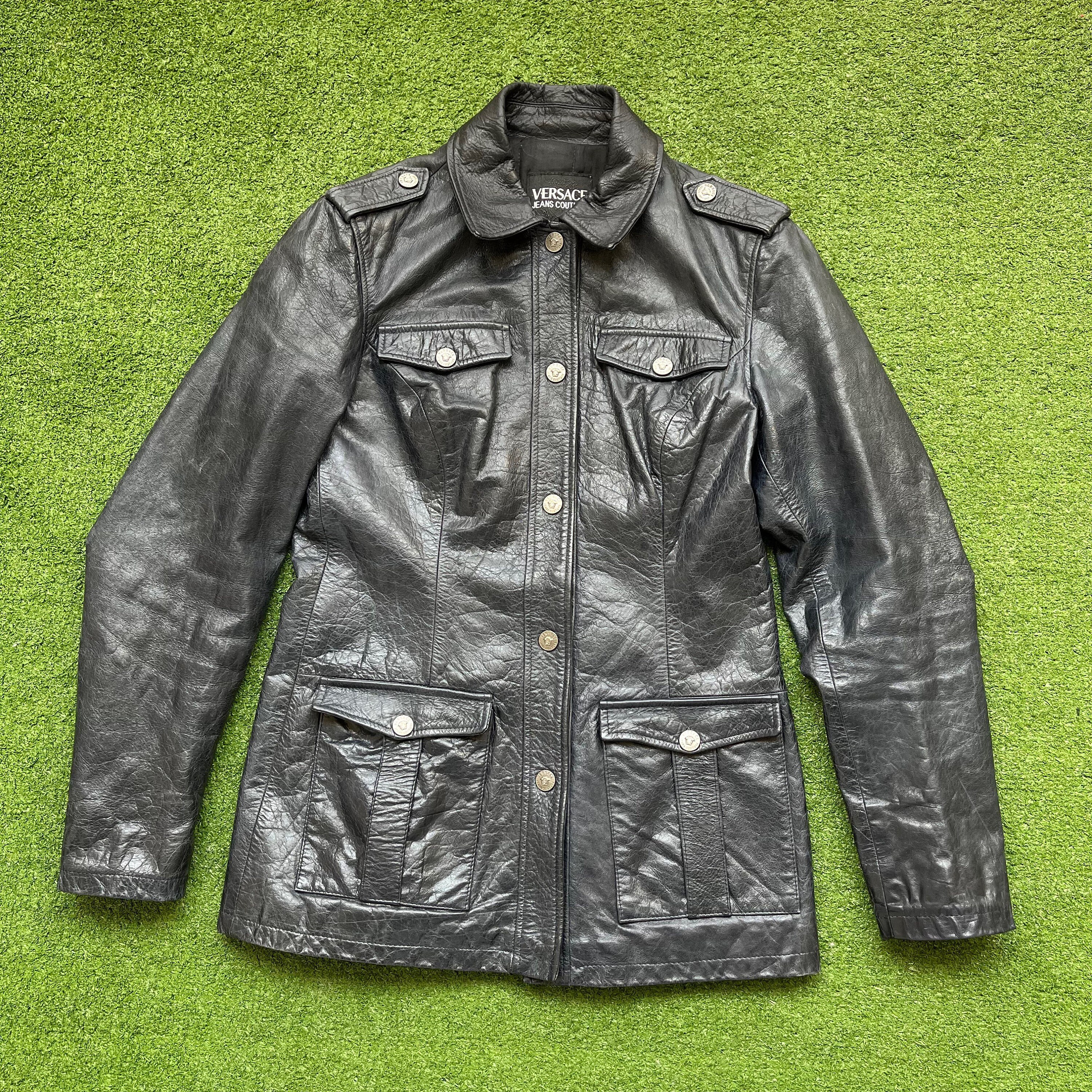 versace genuine leather coats & jackets