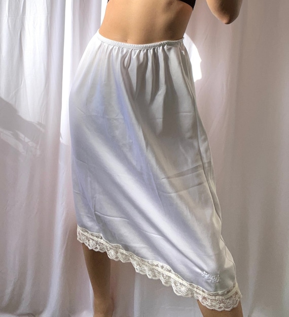 Christian Dior 70’s white satin cream lace skirt - image 2