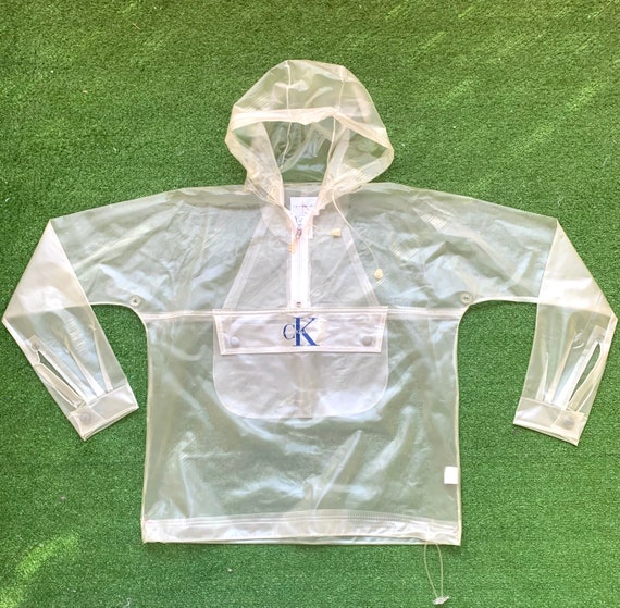 Calvin Klein 90s Transparent Clear Anorak Rain Coat - Etsy New Zealand