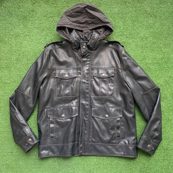 Levi’s leather vintage jacket with zippered hood - image 2