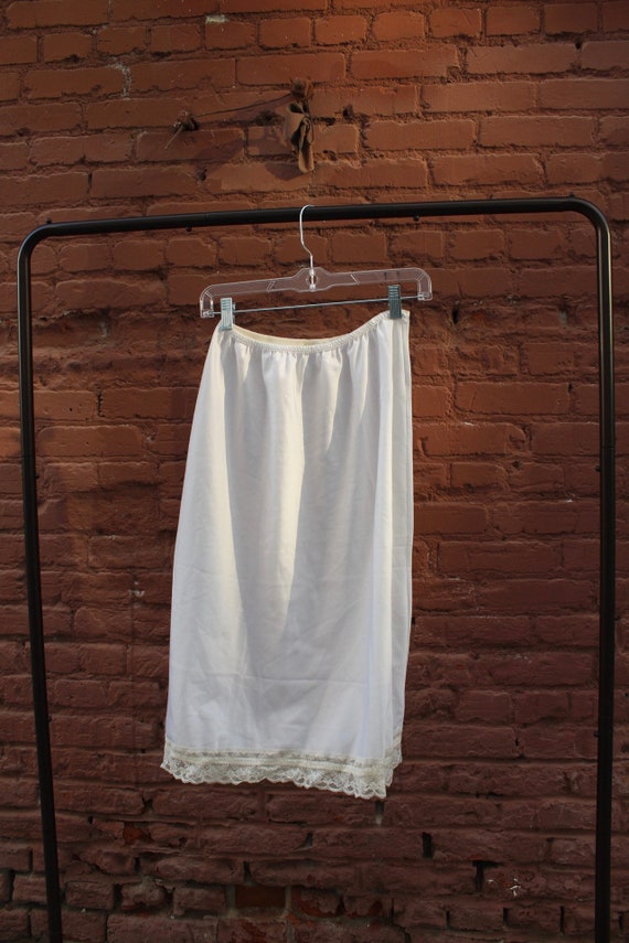 Christian Dior 70’s white satin cream lace skirt - image 5