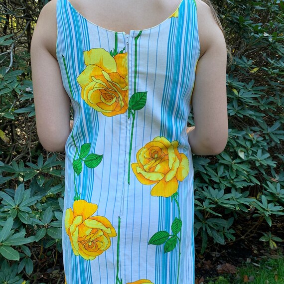 Vintage Floral 60’s Dress Yellow Roses - image 8