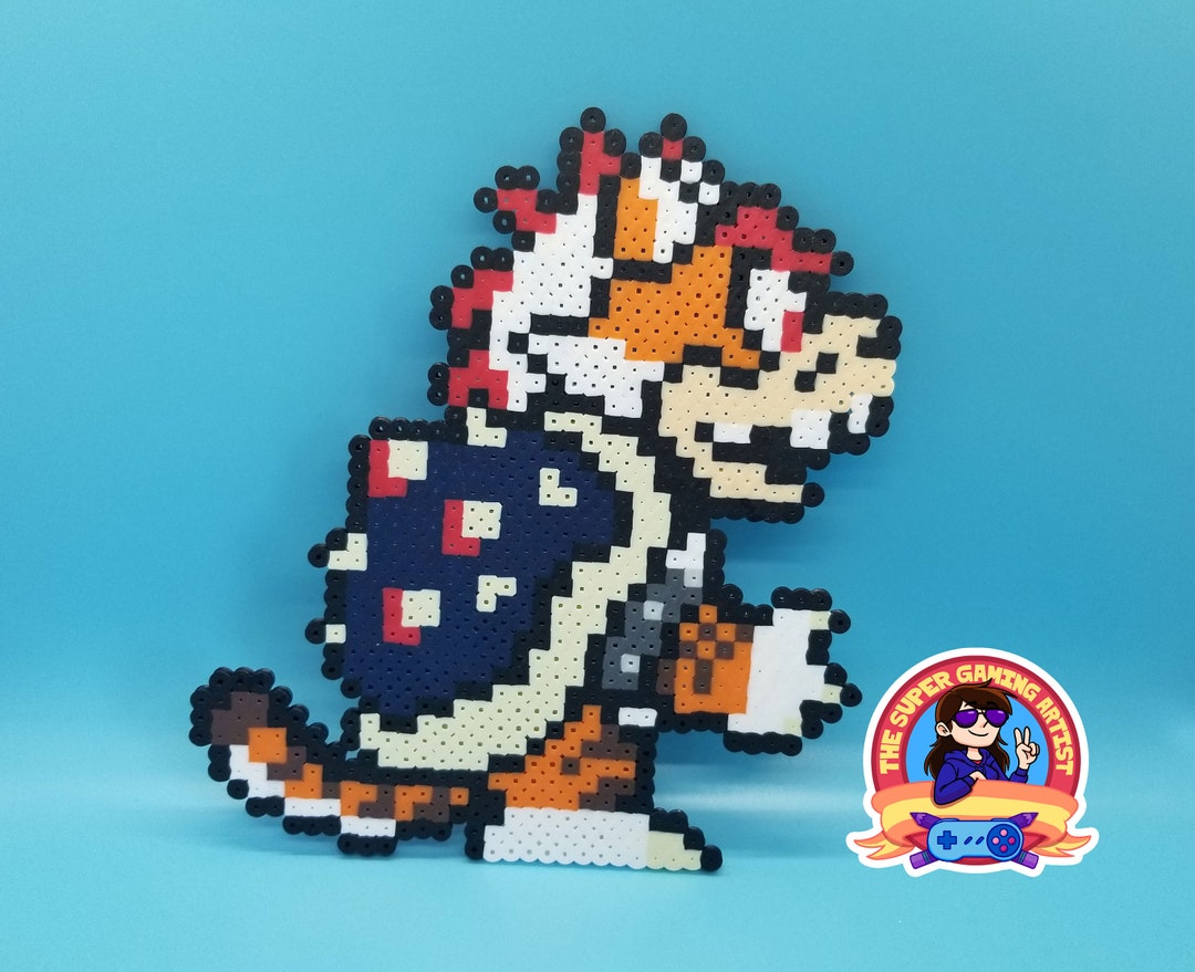 Meowser Custom Made Mario Perler 8-bit Perler Bead Art 