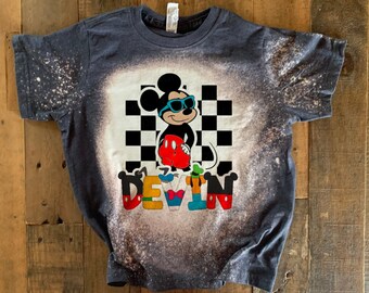 Camiseta retro de Mickey personalizada para niños, camiseta personalizada de Mickey, Mickey Mouse genial, camiseta de Mickey para niños pequeños, gafas de sol de Mickey