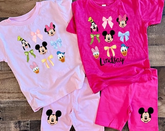 Disney Friends Coquette Crop Top, Girls Minnie Tee Set, Toddler Disney Biker Short, Matching disney friends Set, AK shirts family