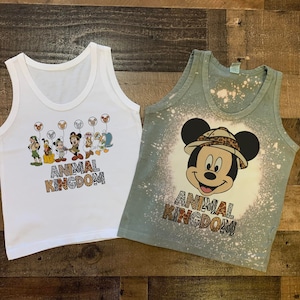 ミッキーサファリキャッスルタンクトップ、男の子用ディズニータンクトップ、女の子用ミニーアニマルキングダムタンクトップ、幼児用ディズニーサマーノースリーブ