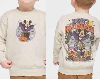 Sudadera de Mickey para Halloween, camiseta larga Boo Spooky de Disney para niños, camisetas de Halloween de Disneyland para niños, Disney World 2024 para Halloween.