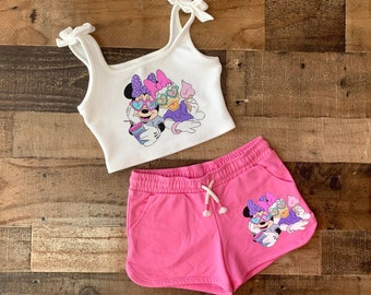 Girls Disney Minnie Crop set, Daisy Duck best friend tank, Girls disney set, minnie tank tops, daisy tank top, cute tank top disneyworld