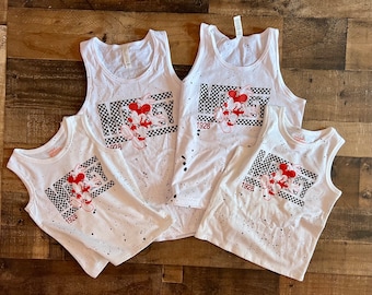 Checkered Boys Mickey Tank Top, Disney Tank boys girls, Mickey dad son Tank, Toddler disney Tank, Retro Mickey Summer Tank