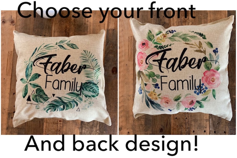 Grey Personalized Name Pillow Family Name Throw Pillow Pink Etsy