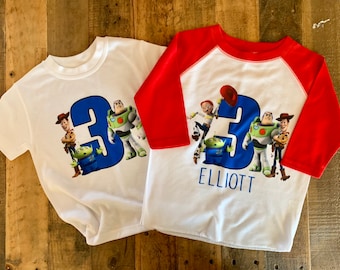 toy story birthday shirt, buzzlight year birthday, woody buzz shirt, toddler toy story party, 2nd birthday buzz lightyear, 3rd toy story