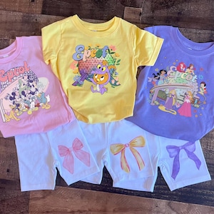 Kinder Epcot Shirt Set, Mädchen Junge Raumschiff Erde Tshirt, WWW Biker kurz und shirts, Disneys Park Bow Tshirt, Mädchen rosa Disney Shirt
