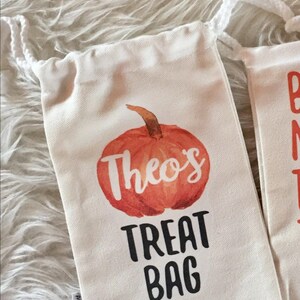 Cute Small Halloween Bag, Babies Treat Sack, Newborn Tiny Trick or Treat, Easy to Carry, Toddler Halloween Satchel, Baby treat Pumpkin with name