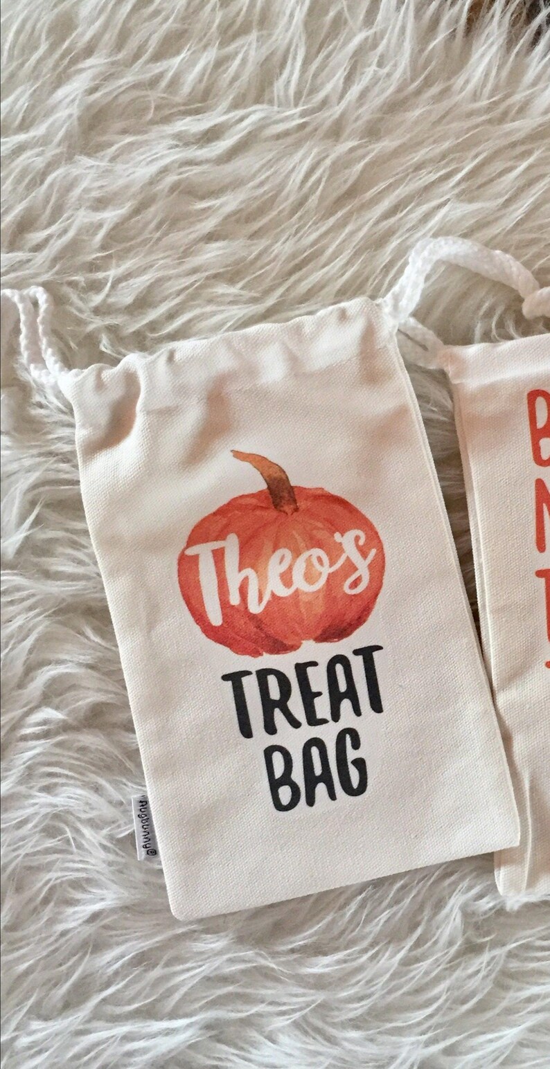 Cute Small Halloween Bag, Babies Treat Sack, Newborn Tiny Trick or Treat, Easy to Carry, Toddler Halloween Satchel, Baby treat Pumpkin with name