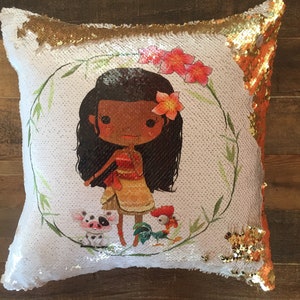 moana gift, moana, moana birthday, moana pillow, sequin pillow, toddler pillow, toddler moana