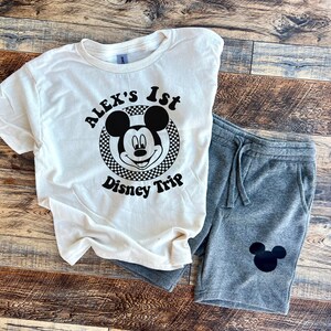 Tenue premier voyage avec souris pour garçons, tenue Disney Trip pour enfants pour garçons, chemise short Mickey pour enfants, tenue disney pour tout-petits, ensemble père et fils