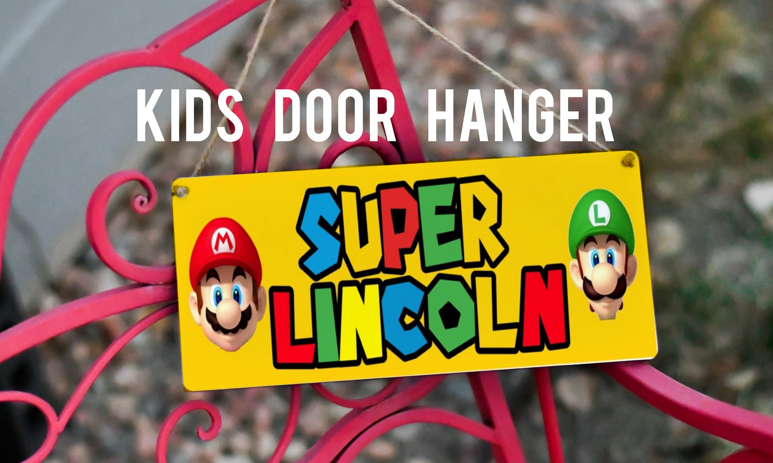 Mario Door Hanger Super Mario Room Door Sign Childs Custom Etsy