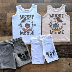 Retro Mouse Kid Set, Boys Girls Disney Shirt Shorts, Mickey Minnie Summer Tank, DisneyWorld Tank Top, Toddler WDW Disneyland