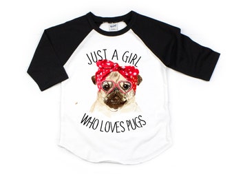 fille aime les carlins, amateur de carlin, chemise pour amoureux des chiens, chemise pour chien pour tout-petit, chemise pour chien pour fille, chemise carlin, chemise pour chien bébé fille, berger allemand