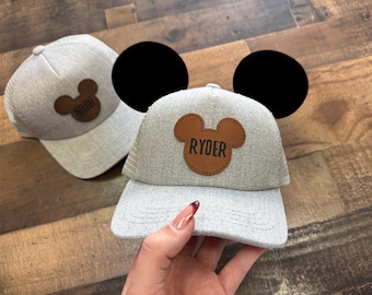 Czapka Myszki Miki z uszami dla taty i syna, czapka z uszami Myszki Miki w stylu retro, czapka dla chłopców Disney World, czapka z nadrukiem dla malucha, czapka dla dzieci Disneyland, czapki rodzinne Disney