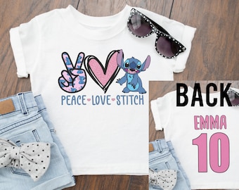 Chemise d'anniversaire au point de couture, anniversaire de point de fille, chemise lilo et stitch, fête lilo et stitch, chemise d'anniversaire lilo et stitch pour les filles