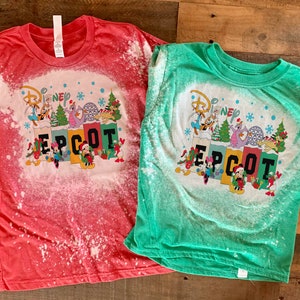 Epcot Christmas, Disney Christmas family shirts, Xmas at Disney bleached,