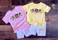 Mickey Co Kids Set, Girls Minnie Biker tshirt, Toddler Youth Disneyworld Cute Short, Matching Daughters Disney Outfit, Minnie Co Sibling