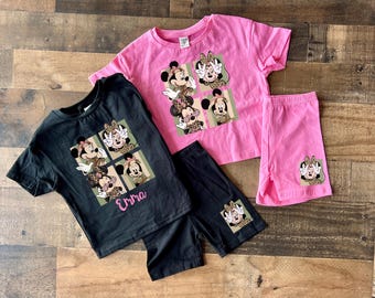 Animal Kingdoms Crop Shirt, Girls Minnie Safari Tee Set, Toddler Leopard Disney Biker Short, Matching disney safari Set, AK shirts family