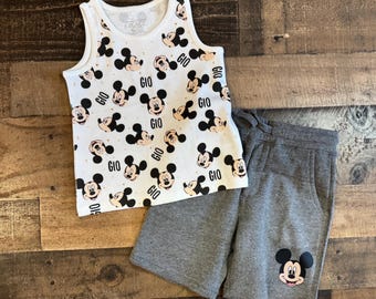 Canotta personalizzata di Topolino, pantaloncini Disney per ragazzi, set per bambini Epcot WDW, completo Disney per bambini Disneyland, completo estivo per ragazzi