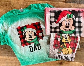 Christmas disneyworld shirts, family christmas shirts, matching christmas shirts, buffalo plaid family shirt, disneyland at christmas raglan