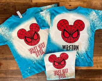 Camiseta desgastada de Spider-Man para niño: lavado azul brillante con blanqueador