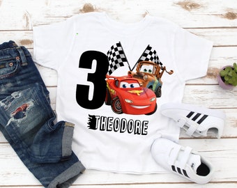 Cars Lightning Mcqueen Geburtstags-Shirt, Autos-Shirt, Mater-Jungen-Shirt, Geburtstags-Raglan, Auto-Geburtstags-Shirt, Auto-Party