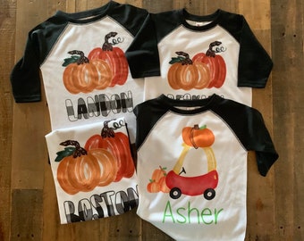 Camisa com remendo de abóbora, camisa de outono para meninos, camisa de abóbora para meninos, camisa de ação de graças para meninos, camisa de abóbora personalizada, camisa para meninos de Halloween