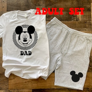 Tenue Mickey pour homme, tenue Disney pour papa, pantalon et chemise Mickey assortis pour enfants, tenue disney pour tout-petit, assortie papa et fils