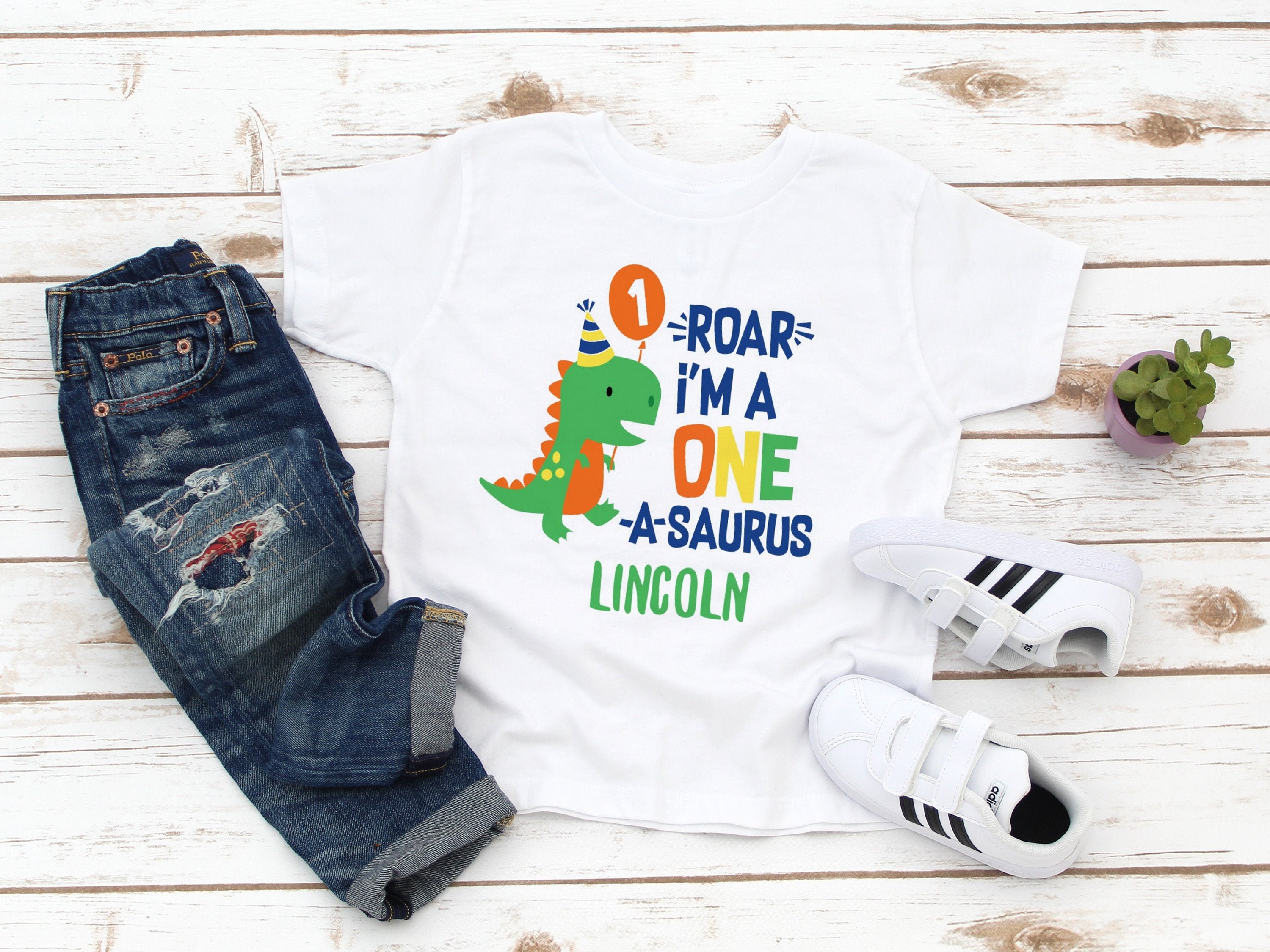 Dinosaur First Birthday Shirt Boys Dino 