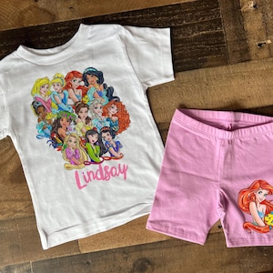 All Disney princess shirt, Girls Rapunzel Crop, Kids Princess tangled tank, Little Mermaid, Belle, Cinderella, toddler shirt, princess