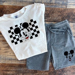 Tenue Mickey pour garçon, chemise short disney pour tout-petit, t-shirt pour papa contour Mickey, ensemble disney personnalisé, bébé garçon Disney, vacances d'été