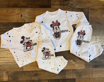 Minnie Mädchen Jungen Outfit, Maus Sweatshirt Set, Disney Outfit, Retro Micky Maus, Jugend Disney Outfit