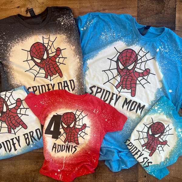 spider party birthday shirt, kids spider man shirt, spider kids shirt, age 4 birthday shirt, boys birthday shirt, ANY age